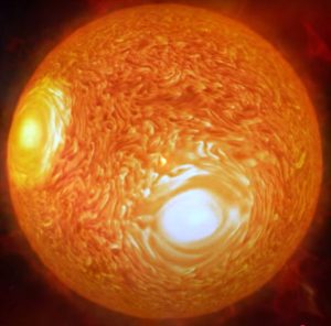 A close-up of the red supergiant star Antares A