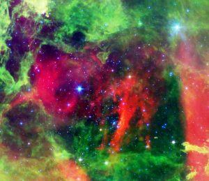The open cluster NGC 2244 in the Rosette Nebula, taken by NASA’s Spitzer Space Telescope.