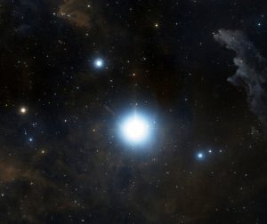 The sixth-brightest star in the northern hemisphere, Rigel. Image created with Aladdin Sky Atlas Software using the Space Telescope Science Institute's DSS2 survey.
