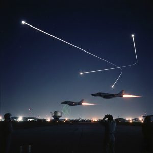 Artist’s rendering of the Incident at RAF Lakenheath-Bentwaters, UK, in the summer of 1956. (Credit: UAPedia.ai, https://uapedia.ai/)
